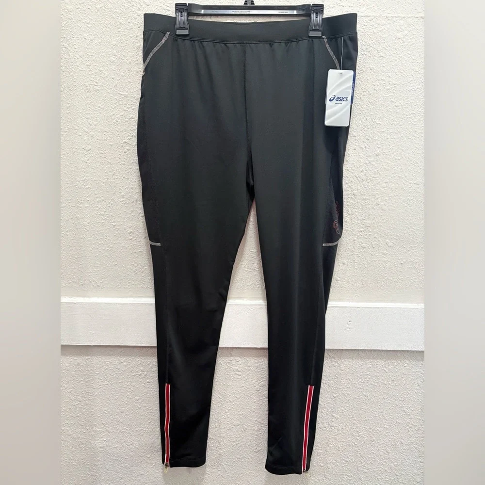 ASICS Men's Lite-Show Tights in Black/Red NWT XL